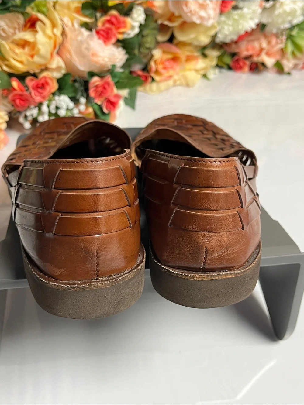 Sunsteps Brown Woven Leather Fisherman Huarache Sandals Men’s Size 9 Hand Woven